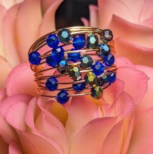Wire and Crystal Bead Ring